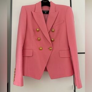 Balmain Rose Double-Breasted Blazer with Gold Buttons